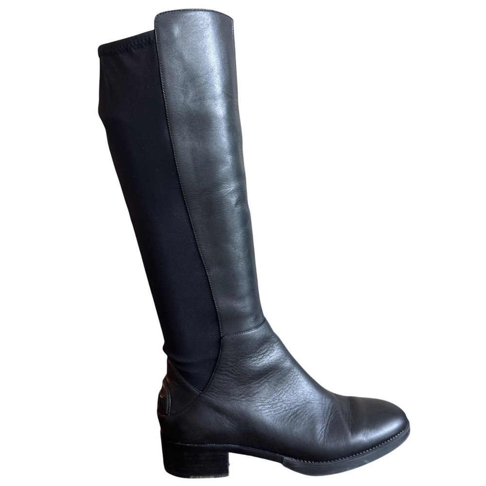 Tory Burch Derby Leather Stretch Riding Boots Black 35139 Size 8.5